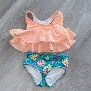 Ruffle Butts Orange Striped Bikini Set